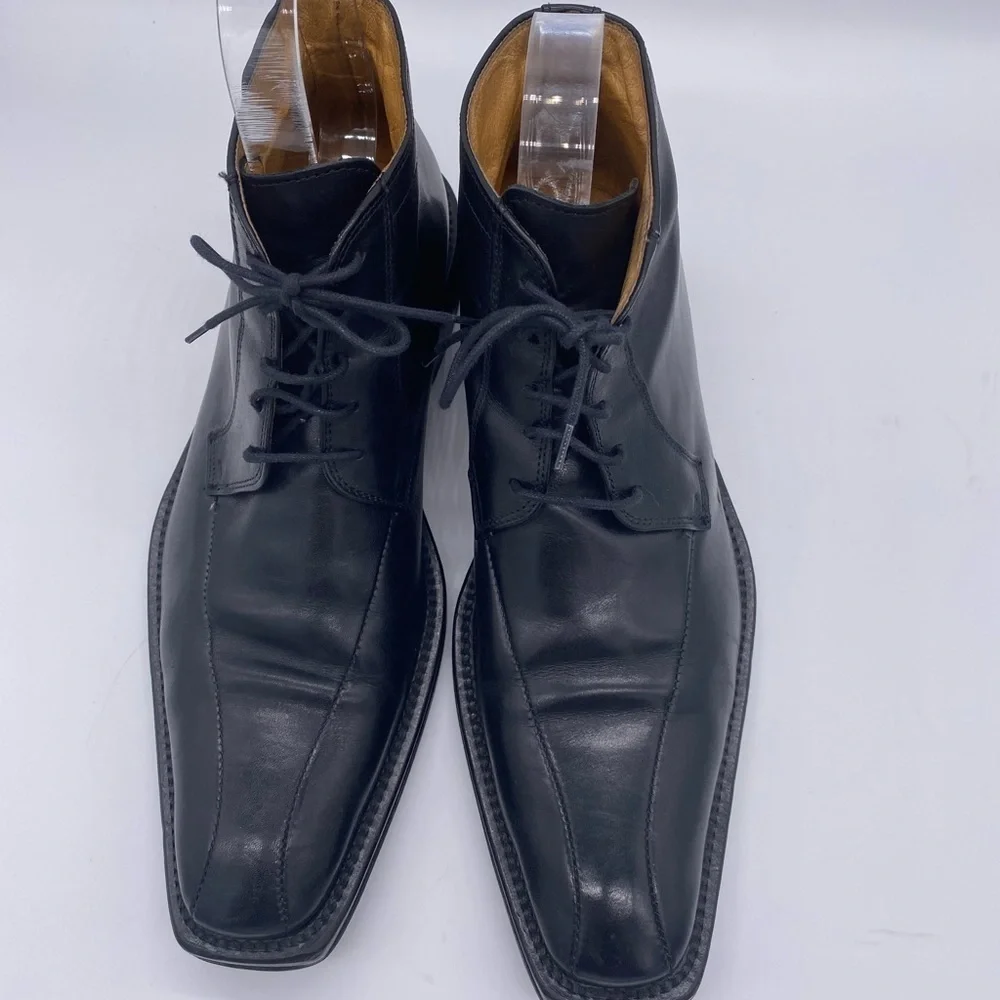 Vintage Baggat Men Black Leather Ankle Boots Size 40 EU